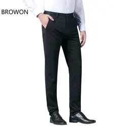 BROWON 2019 мужские деловые брюки облегающий повседневный костюм брюки высококачественные мужские штаны летние брюки деловые мужские деловые