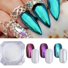 3 Boxes Mirror Powder Set Nail Art Chrome Pigment Dust Kit Shell Shimmer DIY Glitter Manicure Blue Purple Decor Tips