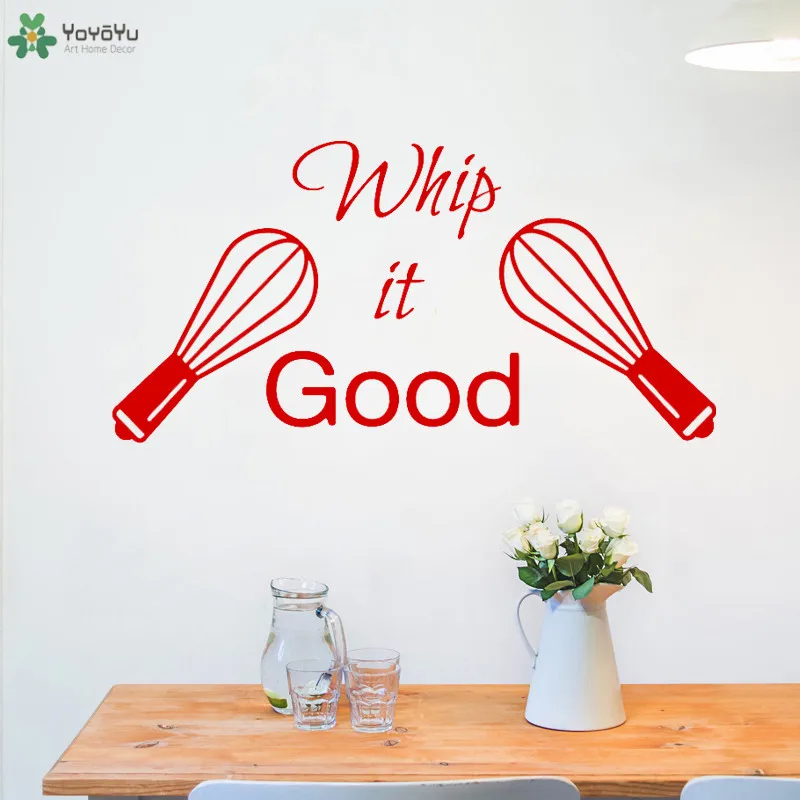 YOYOYU Wall Decal Kitchen Wall Stickers Quote Whip it Good Interior Art Design Dining Room Poster Cafe Window Home Decor CT651