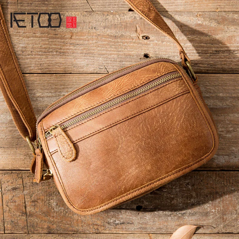 US $38.57 Aetoo Mens Leather Bag Men Shoulder Crossbody Bags For Man Messenger Bag Men Leather Small Bags Male Handbags