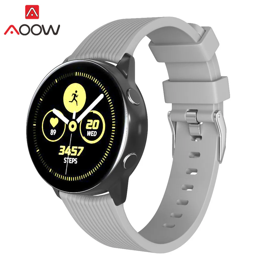 20mm 22mm Silicone Watchband for Samsung Galaxy Watch Active 42mm 46mm Rubber Bracelet Band Strap for Gear S2 S3 SM-R800 SM-R810