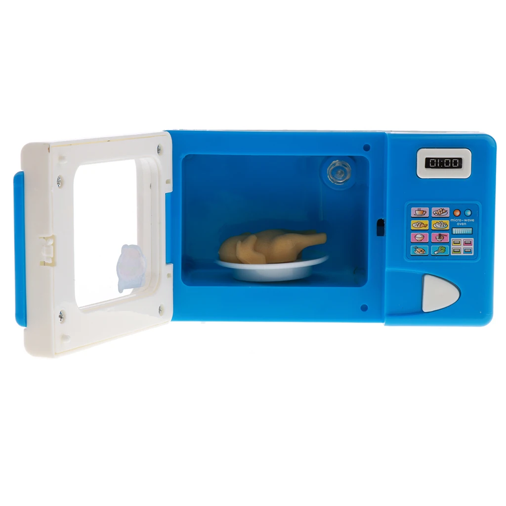 Mini Home Appliance (AA Battery Powered) For Kids Pretend Play Toys - Blue Microwave Oven