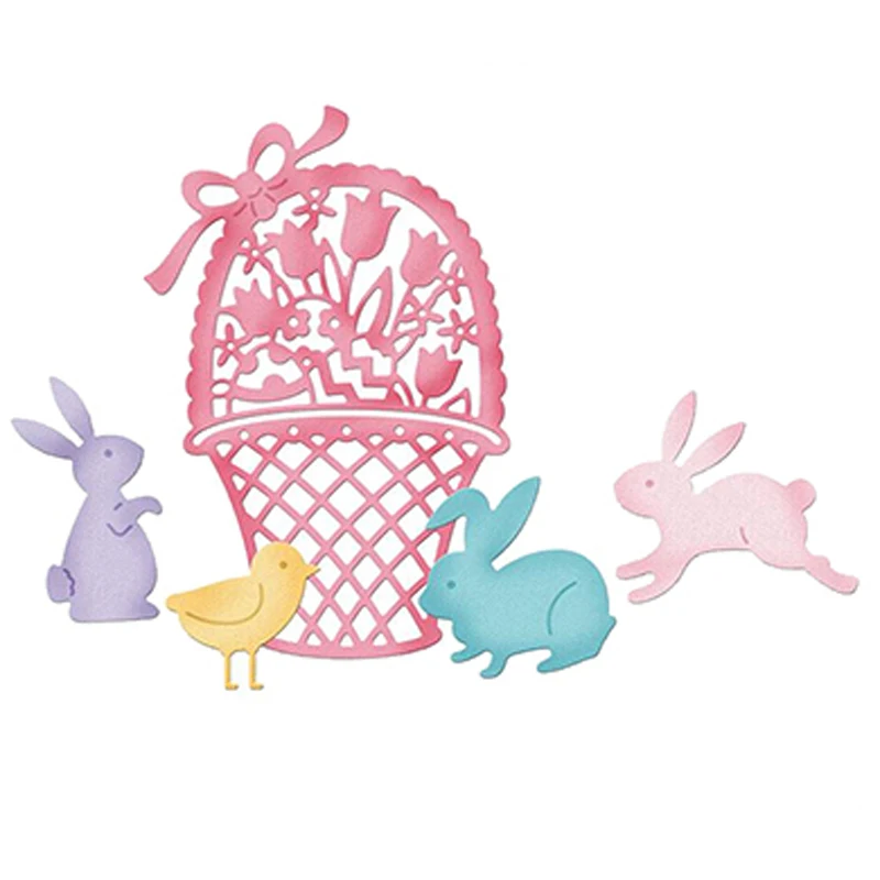 

Ufurty Craft Bunny Basket Dies Scrapbooking DIY Metal Carbon Steel Cutting Die Book Photo Album Embossing Art Card