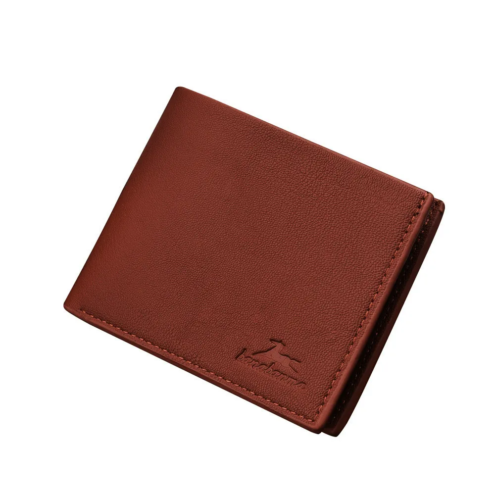 

Men's Simple and Generous Short Standard Wallet Men Solid Color Vintage Open Lichee Pattern Multi Card Position Wallet Small Bag