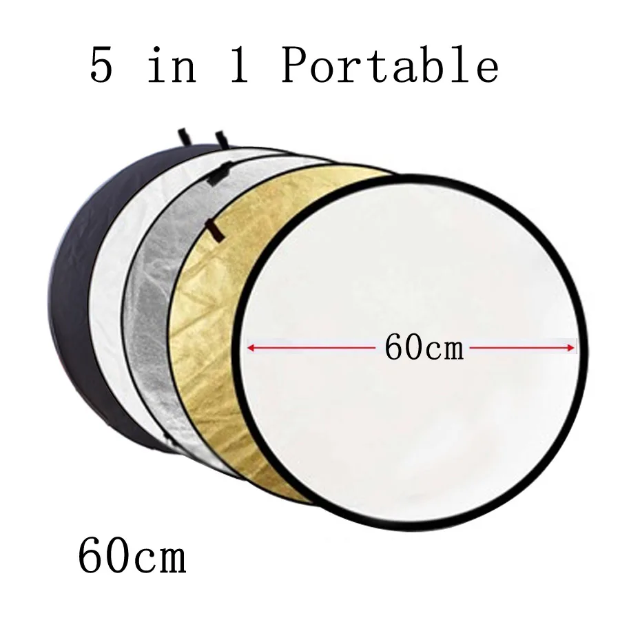 5in1 Reflector Photography Portable Collapsible Light Round 24" 60cm Portrait Shooting Studio Photo Disc Outdoor studio photography reflector