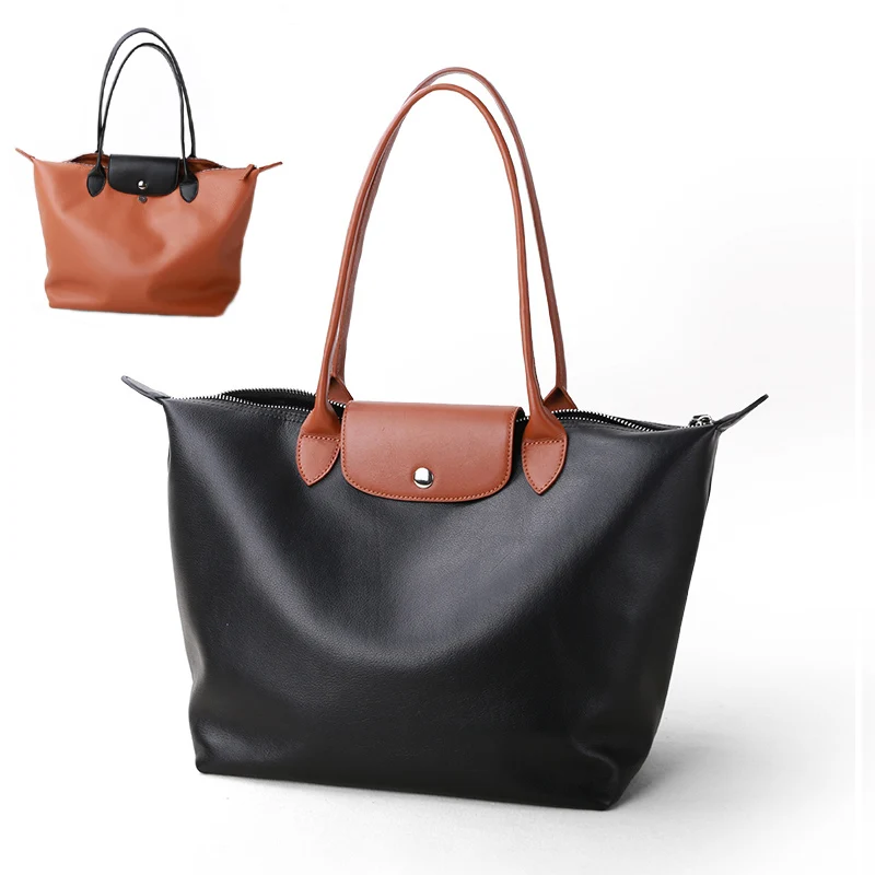 

2019 Women Handbag Cowhide Genuine Leather Shoulder Bag Female Soft Hobos Concise Fashion Lady Design Bag Light Weight Patchwork