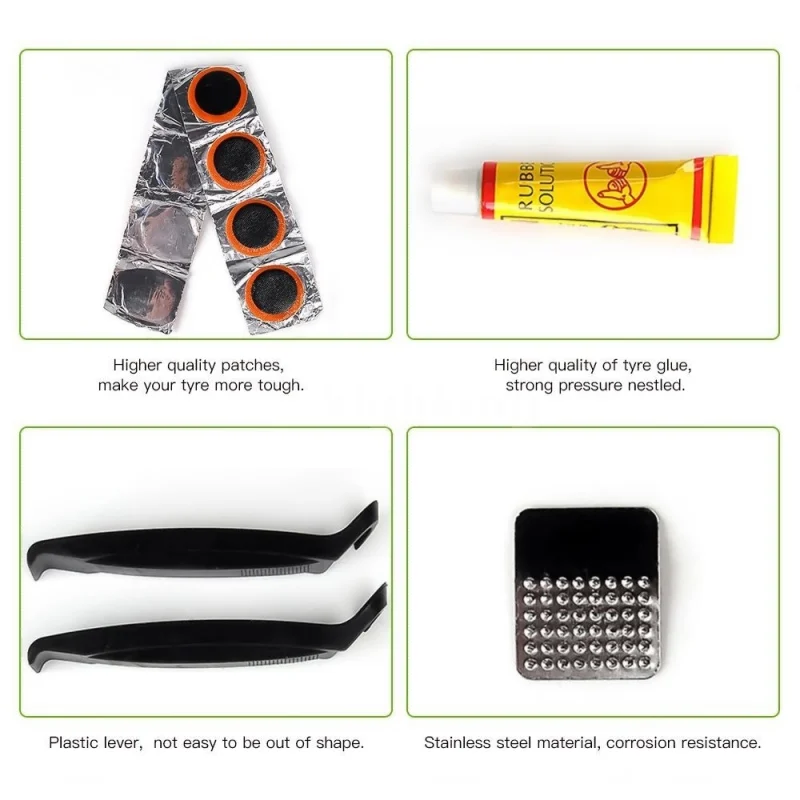 Bicycle Tire Repair Tools Set Bike Tyre Repair Accessories Kit Cycling Rubber Puncture Patches Kit