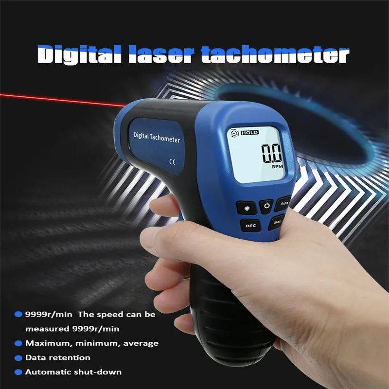 

2018 Car Exclusive Non-Contact RPM Meter Motor Speed Gauge Gun Style Surface Speed Tach Meter Speedometer Battery Not Included