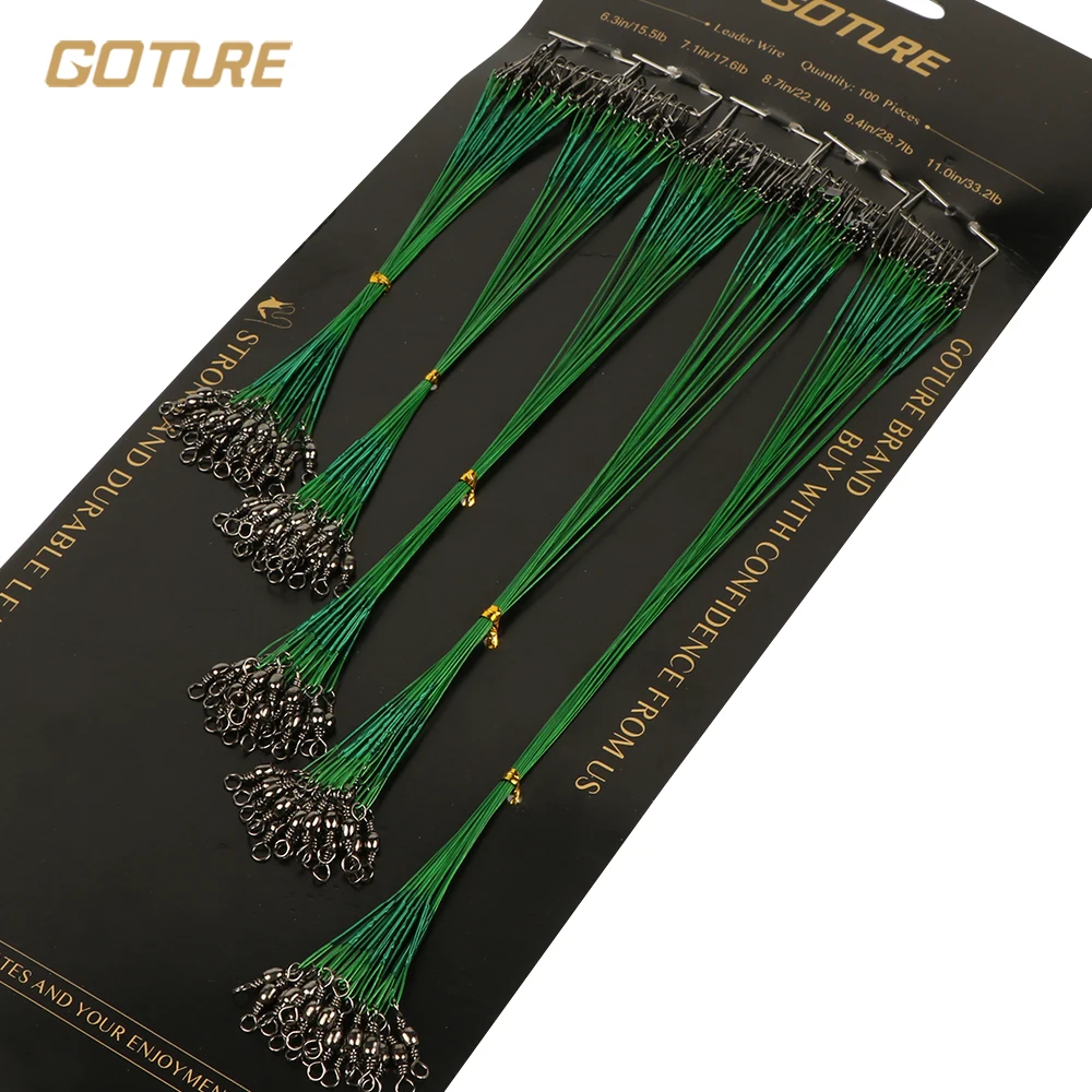  Goture Wire Leader Fishing Line Fishing Trace Lures Line Leader Steel Wire Spinner 16/18/22/24/28cm With Fishing Swivel 