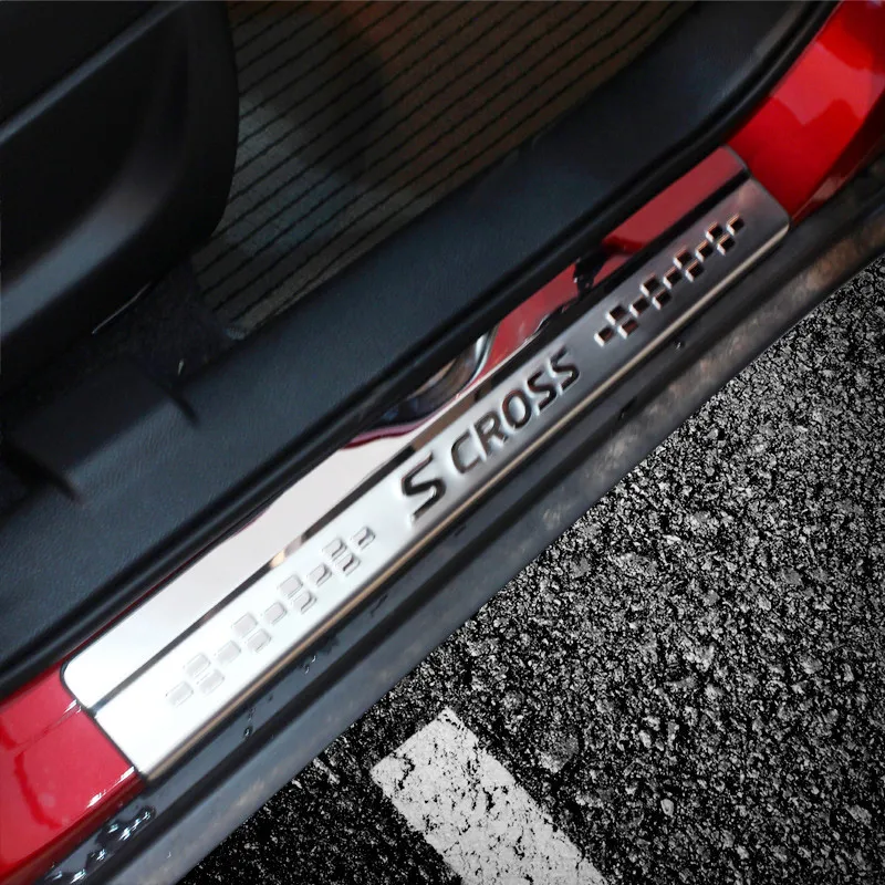 

4 PCS/SET stainless steel door sill Scuff Plate Welcome Pedal For Suzuki s-cross SX4 2018 2017 2016 2015 Car Styling Accessories