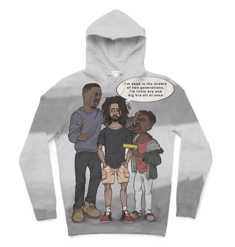 

REAL American US SIZE Custom J COLE 3D Sublimation print Hoodies with plus size 3XL 4XL 5XL 6XL