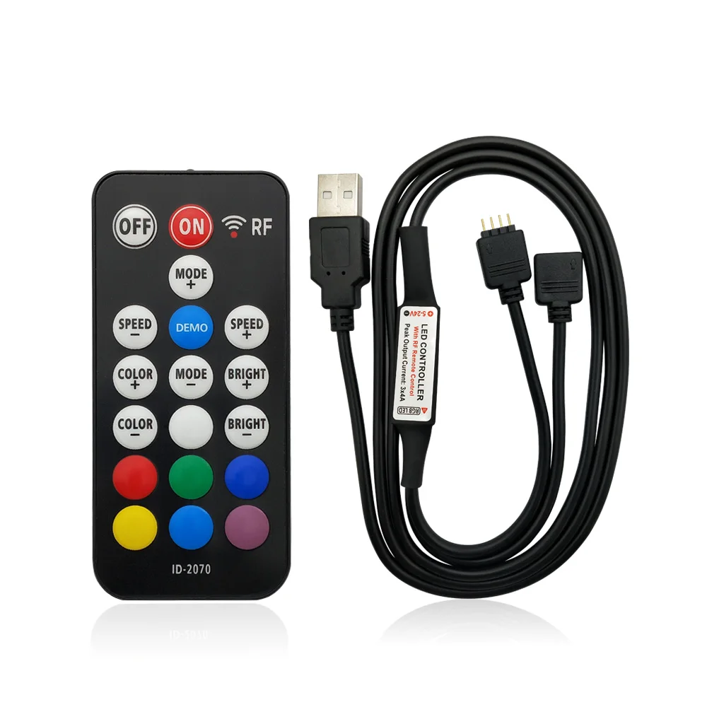 

Led Strip Volt RGB USB RF Remote Controller 5V 12V 24V USB LED Strip light 23 Key Remote Wireless Controller With 4Pin