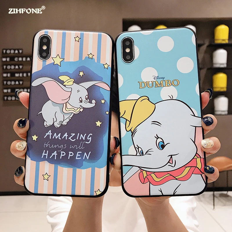 Retro Elephant Phone Cases for iPhone 8 7 6s 6 Plus Cute animals dumbo matte soft cover case iphone back fundas Capa |