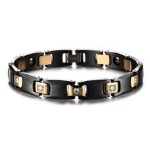Black Bio Energy Ceramic Bracelet Bangle Lovers Magnetic Germanium font b Health b font Chain Charms