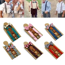 Детский модный однотонный на брительках, ошейник с бантиком, эластичный подвесной зажим для штанов, Свадебный комплект для малышей