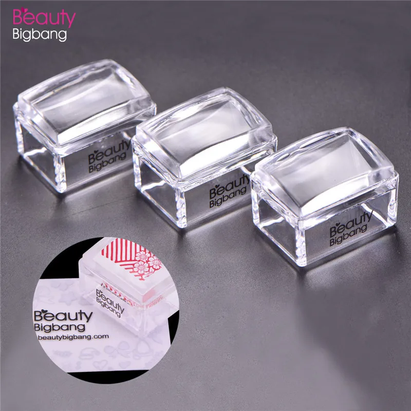 

BeautyBigBang 1PC Nail Silicone Stamper&1PC Scraper Rectangle Jelly Clear Silicone Handle Manicure Stamp Template Tools Stamper