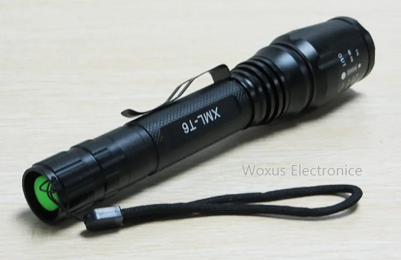 E3 ультра Яркость XML-T6 светодиодный фонарик 5 Режим Регулируемый фокус Масштабируемые Открытый Torch Light Мощность по 2x18650 Батарея