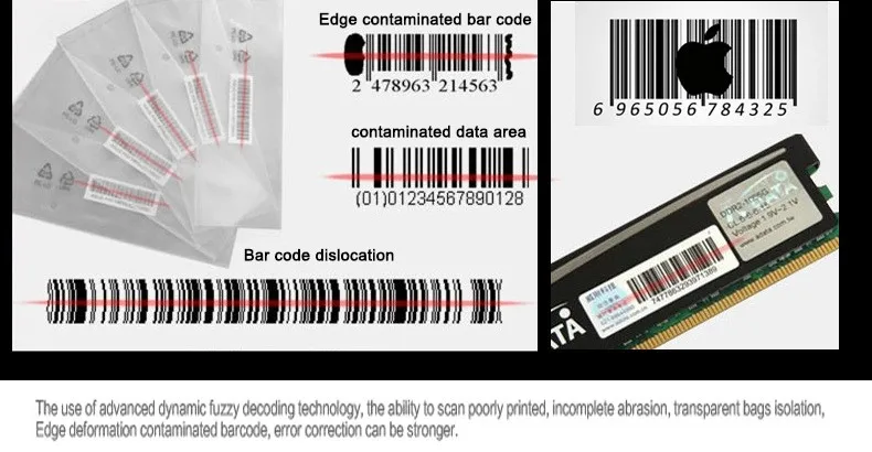 Scanner de Código de Barras de Alta Leitor de Código de Barras Pos para Supermercado Atacado Novo Wired Handheld Qualidade 1d Laser Barcode Scanner 32bit Usb 10 de código de barras de alta qualidade