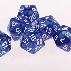 20 штук двадцать кубика D20 игры D & D RPG Вечерние игры Панели игровые кубики развлекательные инструменты синий + фиолетовый