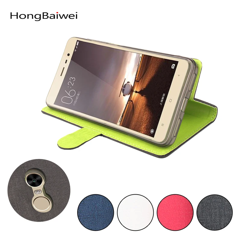 

HongBaiwei for Xiaomi Redmi Note 4 Hit Color Cases Leather Flip Book Wallet Stand Card Holder Phone Case Cover