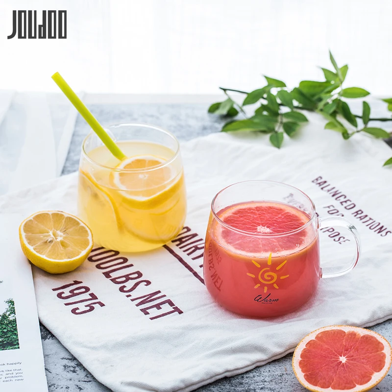 

JOUDOO Brief Water Glass Water Cup Transparent Heat-resistant Single Layer Mugs Europe Breakfast Milk Coffee Drinkware Cups 35