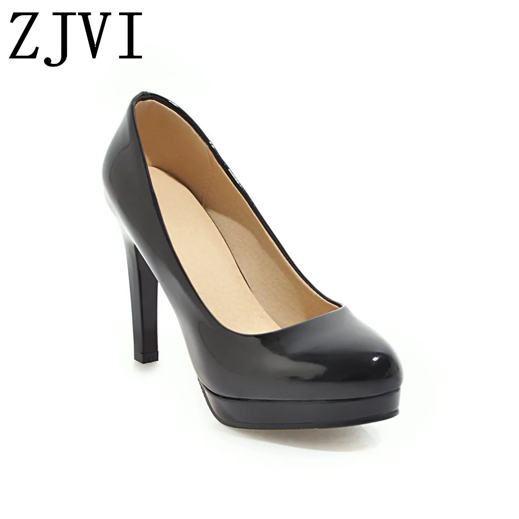 

ZJVI woman sexy platform 10cm thin high heels pumps for women 2019 new summer round toe shoes autumn ladies black wedding shoes
