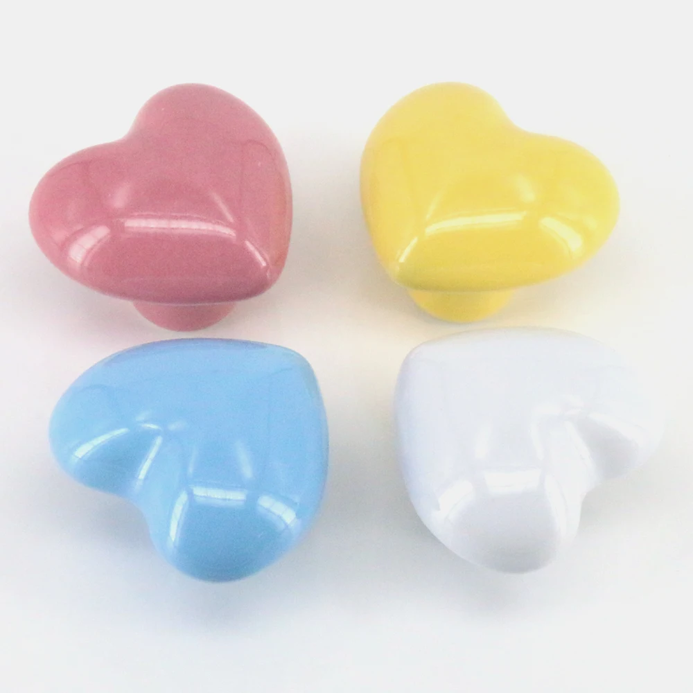 1x Single Hole Drawer Knobs Handles Ceramic Porcelain Heart Knobs