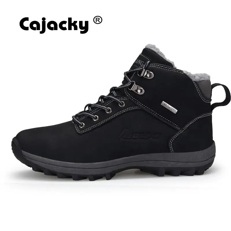 

Cajacky High Quality Winter Men Hiking Shoes Warm Fur Big Size 47 46 Winter Botas Hombre Waterproof Men High Top Sneakers Plush
