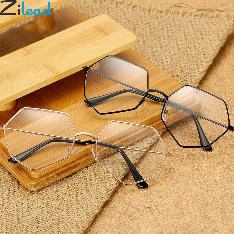 

Zilead Retro Polygon Metal Plain Glasses Women&Men Clear Lens Optical Spectacle Frame Myopia Glasses Frame For Female&Male