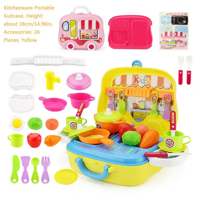 Children's House Play Educational Toy Set Medical Care Kitchen Tool Cosmetics Portable Suitcase Toy - Цвет: A