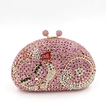 Top Qualität frauen Süße Katze Diamant Verzierte abendtaschen Mini Handtaschen Vintage handgemachte Tag Clutches schultertasche für parteien