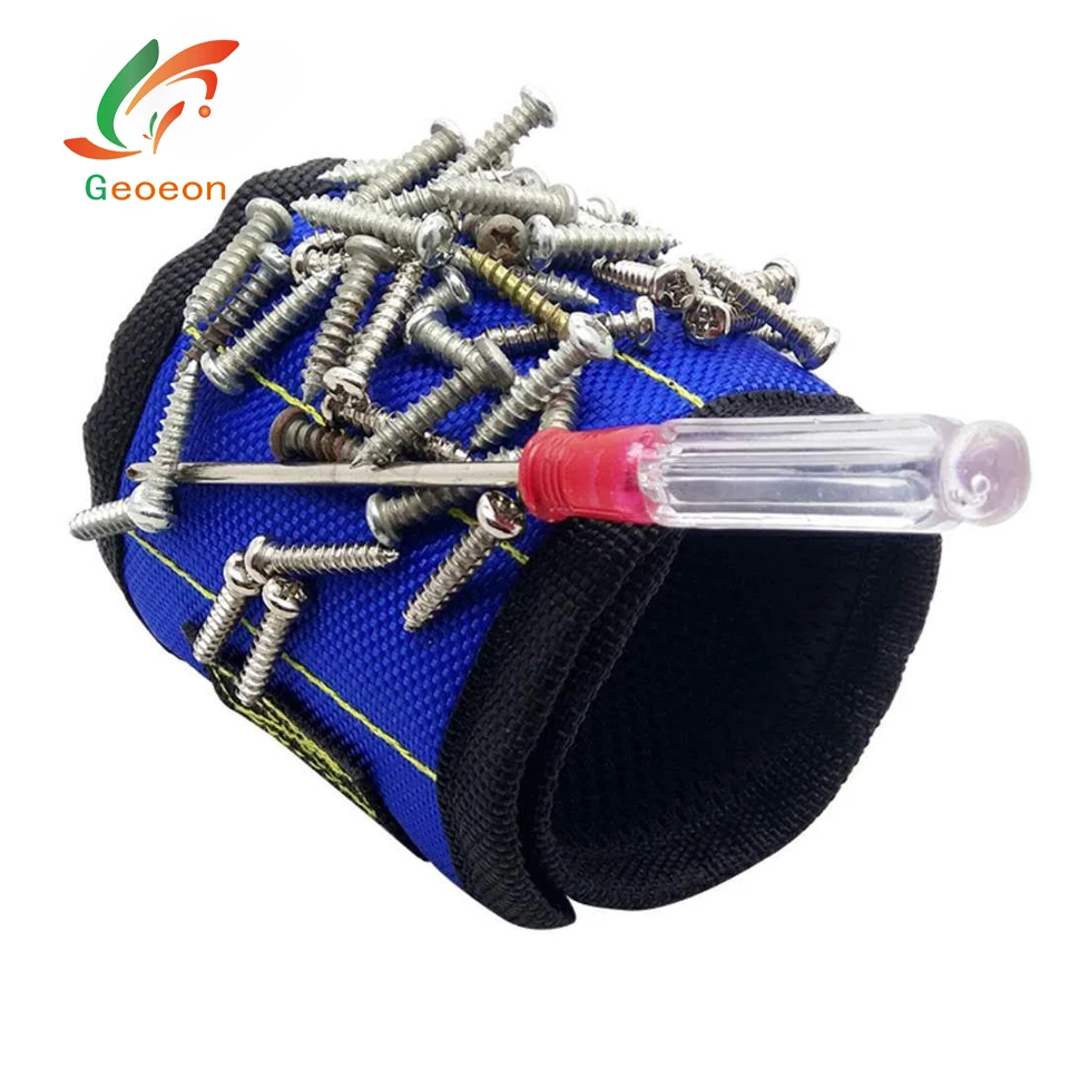 

Geoeon Polyester Magnetic Wristband Portable Tool Bag Electrician Wrist Tool Belt Screws Nails Drill Bits Holder Repair Tool D28