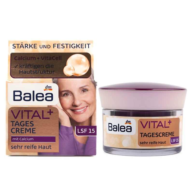 Balea VITAL+ дневной крем+ ночной крем для пожилых зрелых кожи в возрасте от 55+ до 70+ против старения против морщин, повышающий эластичность кожи, укрепляющий