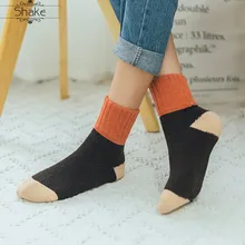 5 пар/партия, осенне-зимние шерстяные хлопковые носки, набор, женские теплые носки, свободный размер, милые носки с героями мультфильмов, Короткие шерстяные носки