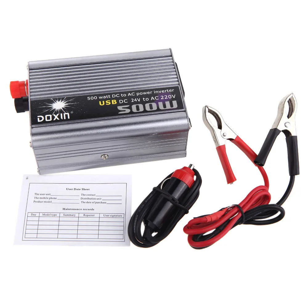 

500W Watt Car Power Inverter Converter DC 24V to AC 220V USB Adapter Portable Voltage Transformer Car Chargers Power Supply