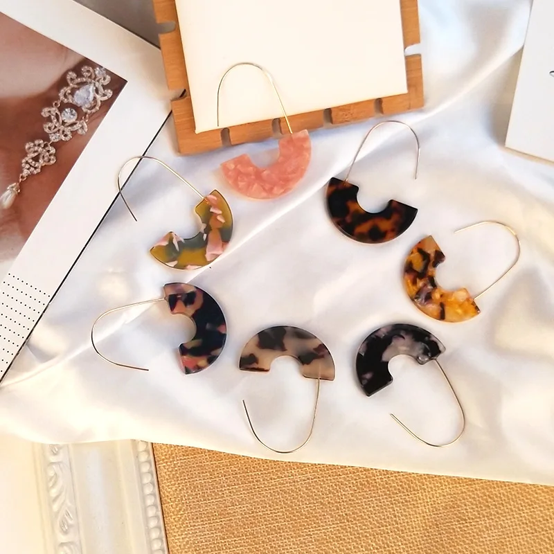 Guan Long Dangle Fashion Elegant Acetate Resin Earrings for Women Big Geometric Acetic Acid Dangling Acrylic Earring New Jewelry (2)
