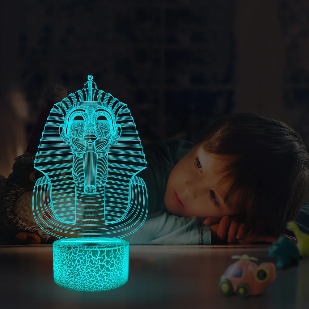 

16 Color Changing 3D Optical Lamp LED Desk Night Light Egyptian Pharaoh Light Remote Control & Smart Touch Lamp