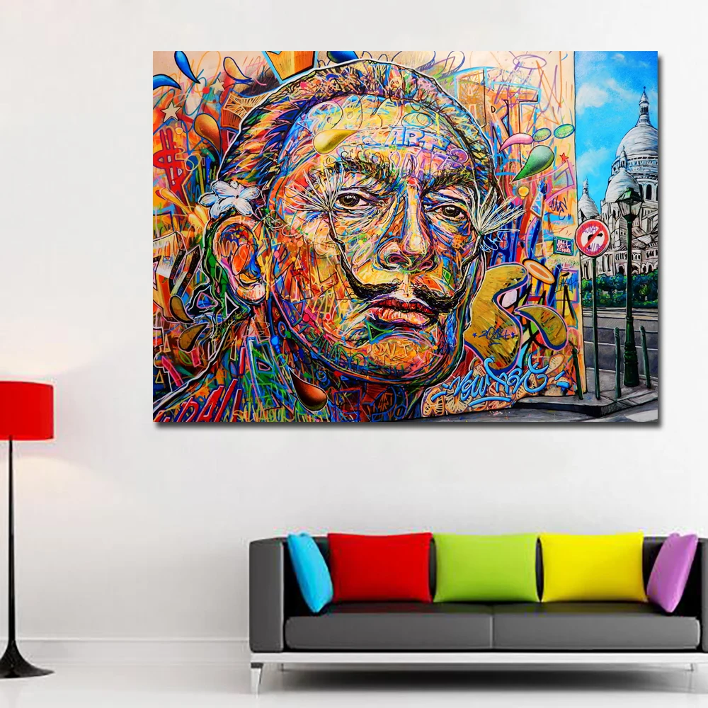 Salvador Dali красочный портрет маслом стены Книги по искусству холст Плакаты печати