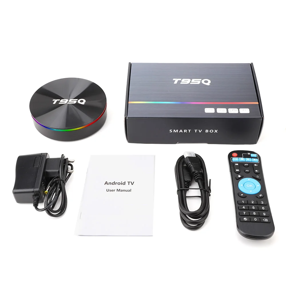 Android 8,1 tv BOX T95Q 4 ГБ 32 ГБ Amlogic S905X2 четырехъядерный двойной Wifi BT 4,1 1000 м Смарт ТВ коробка T95Q - Цвет: Черный