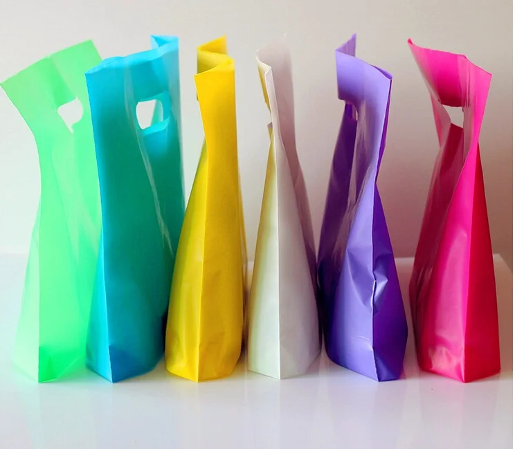 Us 9 83 15 Off 50pcs Pink Plastic Bag Lot Ping Jewelry Packaging Gift Bags With Handles In Wring Supplies From
