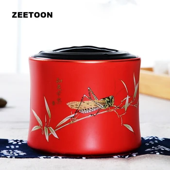 

Autumn Creative Handmade Ceramic Tea Caddies Chinese Kung Fu Tea Set Tea Cans Coffee Jar Tassel Seal Lid Canister Pot Home Decor