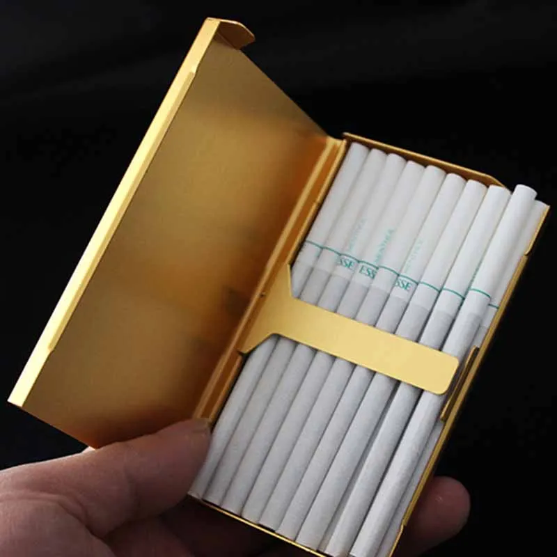 Aluminum Alloy Thin Cigarette Case Tobacco Holder Pocket Box for 20 Cigarettes Storage Container Smoking Accessories 6 Colors