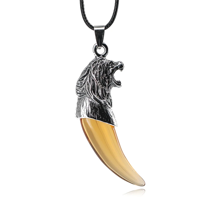 Мужское старинное ожерелье с кулоном в виде зуба волчий Клык, винтажное ожерелье с кулоном в виде зуба волка дракона, модное колье, ювелирное изделие, подарок
