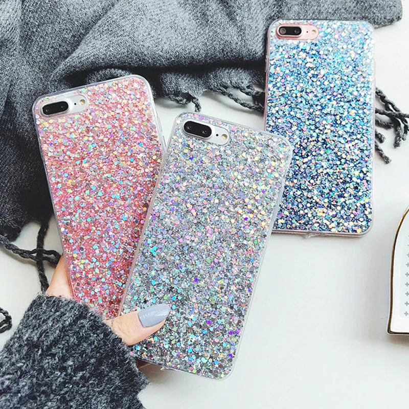 

Coque For iPhone 7Plus 8Plus TPU Silicon Case For iPhone 6 6S 7 8 Plus 5 5S SE Cover For iPhone XR XS Max X Bling Glitter Fundas