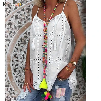 

KANCOOLD top T-shirt Womens Summer Casual Solid Tops Lace Sleeveless T-Shirts V-neck fashion new t-shirt women 2019Apr19