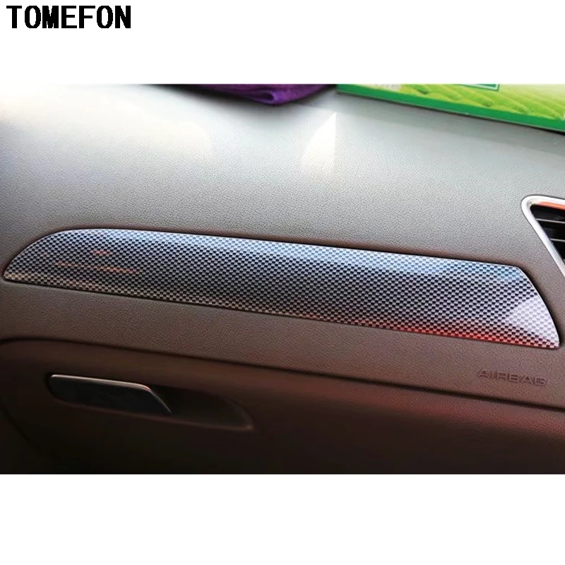 TOMEFON plástico fibra de carbono pintura engranaje delantero Shif Panel marco ventana interruptor manija ajuste piezas interiores para Audi A4L 2009 -2016