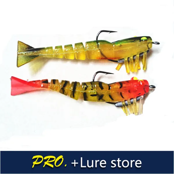 Free shipping 4pcs 90mm 8.5g soft plastic shrimp 90mm 3D eyes soft  artifical lifelike shrimp lure tuna bass bream perch