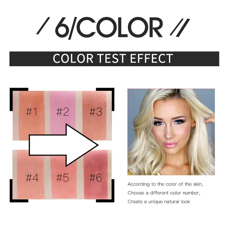 MISS ROSE 6 Colors Face Mineral Pigment Blusher Blush Powder Cosmetics Professional Palette Blush Contour Shadow TSLM1