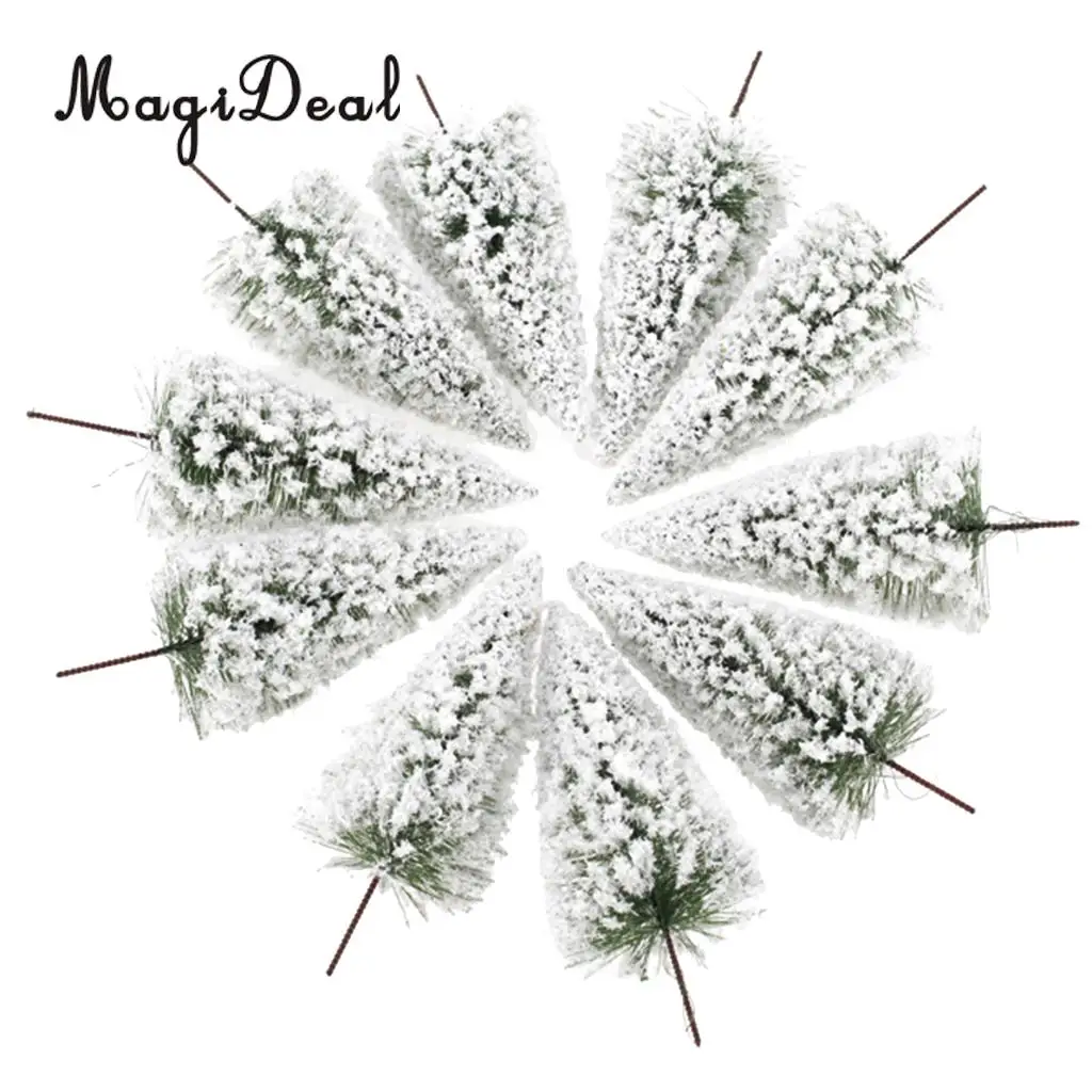 10Pcs/Pack 1/75 White Scenery Landscape Model Cedar Trees for Model Train Track Building Props Scenery 12cm