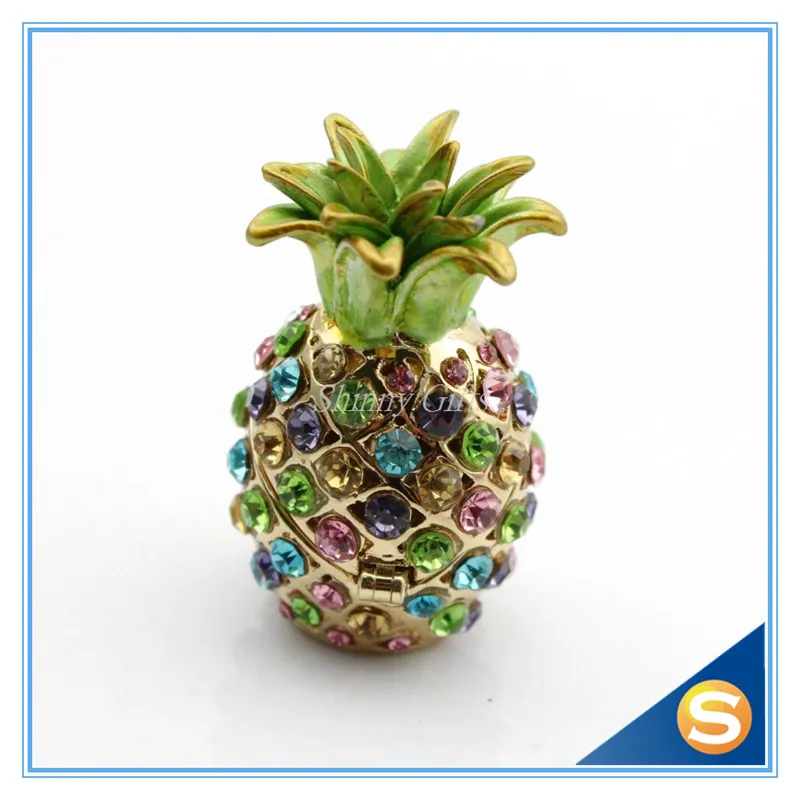 Wholesales 2pcs/lot Miniature Pineapple Jeweled Trinket Box Jewelry Box